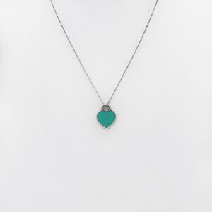 Tiffany & Co. 925 Silver Enamel Heart Tag Necklace